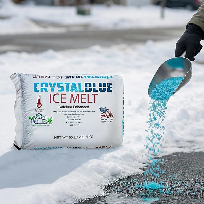 Snow Joe Crystal Blue Snow & Ice Melter, Heat-Generating Crystals, 50 Lb Bag - Fast-Acting Commercial Deicer and Remover for Concrete, Driveway, Sidewalk, and Outdoor Spaces
