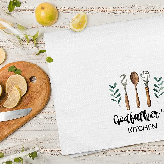 Godfather's Kitchen Towels, Godfather Christmas Birthday Gifts Hand Towels for Godfather from God Daughter, Rustic Farmhouse Decorative Tea Dish Towels for Room Father's Day Decor 16x24 in