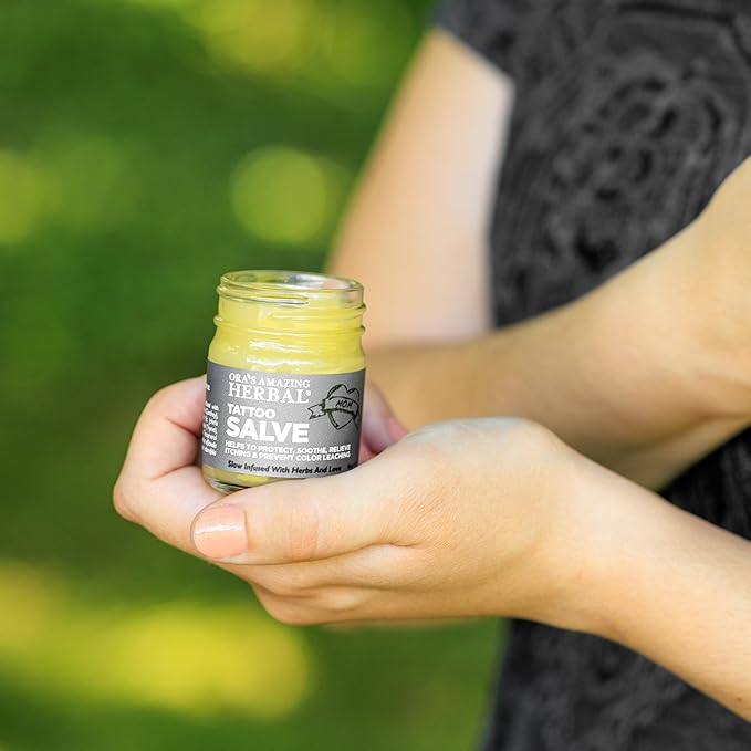 Ora's Amazing Herbal, Tattoo Salve, Tattoo Aftercare Balm| Color Enhancement for Old Ink | Itchy Relief Cream Ointment for New Tattoo| Paraben Free, Plastic Free| | Faster Healing | 1 oz 2 Pack