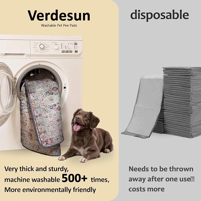 Washable Pee Pads for Dogs, Reusable Puppy Potty Training Pads, Ultra-Absorbent Thick Waterproof Leak-Proof Non-Slip Pads & Mat for Crate, Playpen, Floor, Whelping & Housebreaking , 2 Pack 54"x54"