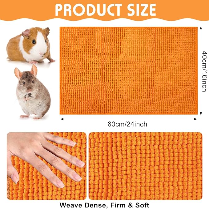Amylove 4 Pcs Guinea Pig Cage Liner 16 x 24 Inch Washable Chenille Pee Pads Pet Dog Cat Bedding Training Mat Reusable for Small Animals Puppy Bunny Hamster Chinchilla