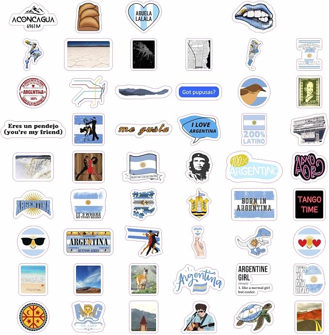 100Pcs Argentina Stickers for Water Bottle and Laptop - Argentina Party Supplies & Decorations, Waterproof Vinyl Cultural Decals, Gifts for Women & Men
