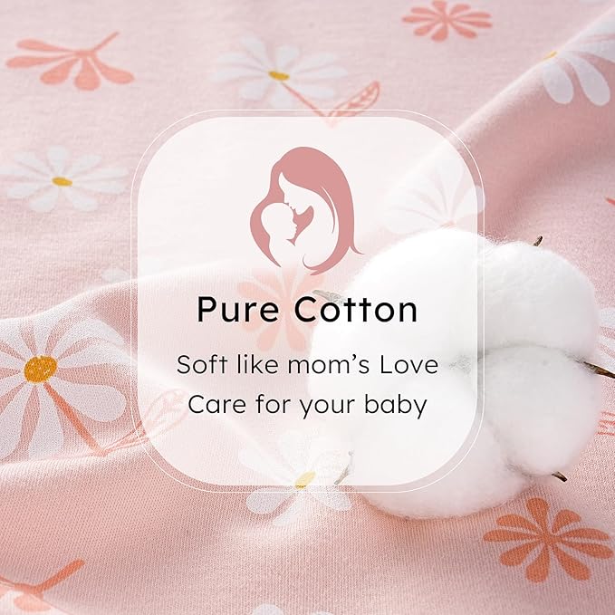 Baby Sleep Sack 18-24 months, 100% Cotton Sleeping Sack for Newborn and Infant, 3 Pack Baby Wearable Blanket for Boy and Girl, 0.5 Tog Lightweight Double Zipper Sleep Bag Pink Orange Flower