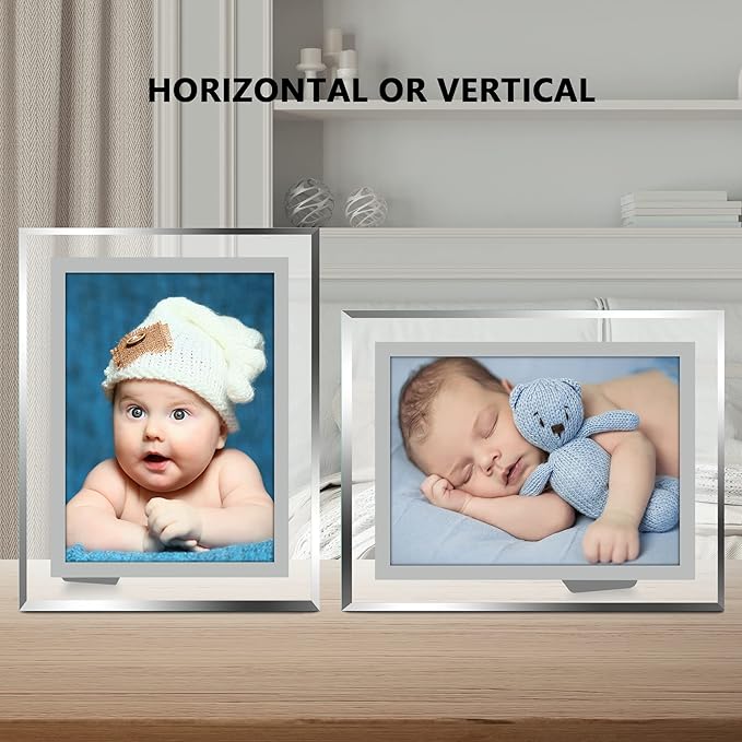 Vienrose 4x6 Picture Frame Set of 6, Clear Glass Photo Frames with Silver Edge, Horizontal or Vertical Display for Tabletop, Desk, Home, Office Decoration