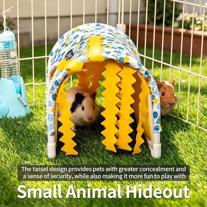 Guinea Pig Hideout No Bottom Guinea Pig Bed Easy to Clean Rabbit Hideout Bunny Beds - Small Animal Indoor Habitat for Chinchilla Ferret Hedgehog Flower-Branch Mouse (Purple)