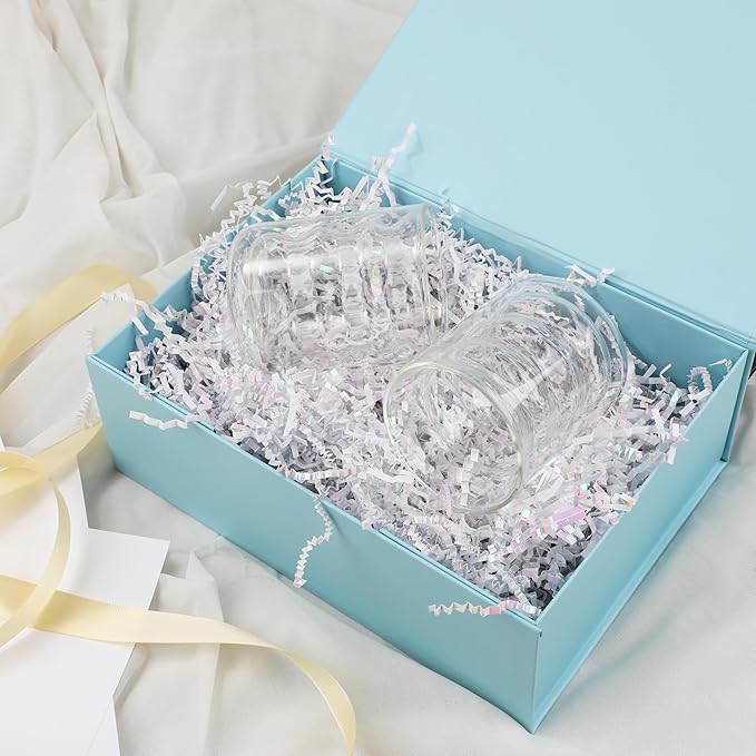 MUMUPACK 6 Pack Blue Gift Boxes With Lids,12x8x4.5 Inch Bridesmaid Proposal Box And Printable Stickers,Proposal Boxes With Ribbon For Wedding, Packaging, Present, Birthday