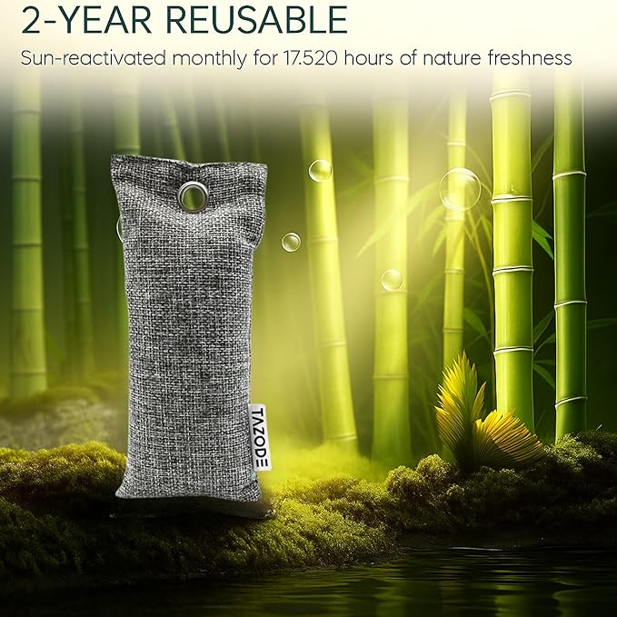 Bamboo Charcoal Air Purifying Bags (75g Each) – Natural Odor Remover for Shoes, Closet, Car, Home, Pet Area – Reusable Deodorizer Pouch, Eco-Friendly, Unscented (Pack - 10)