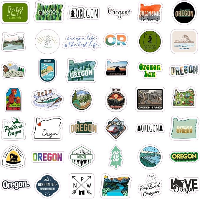 Oregon Stickers and Decals for Water Bottles & Laptop, Scrapbook - Oregon Gifts and Souvenirs Laptop Decals, Gifts for Women & Men