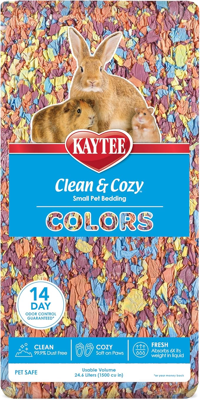 Kaytee Clean & Cozy Colors, Small Animal Bedding with Extreme Odor Control, Kaleidoscope, 24.6 Liters