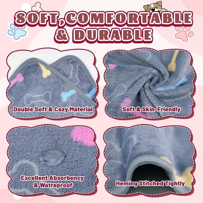 YedsIntu 6 Pcs Washable Guinea Pig Blankets Absorbent Small Animal Fleece Bedding Cage Liners Reusable Pet Pee Pad Sleep Mat Pad Cover for Hamster Ferret Rabbit Chinchilla Hedgehog (Grey, 16" x 24")