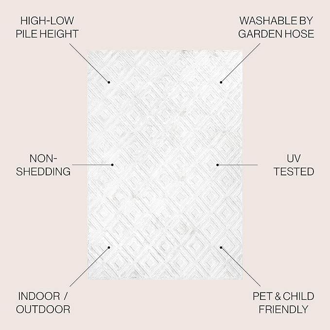 JONATHAN Y Diamond Trellis Indoor Outdoor Area Rug 4X6 Ivory, Portmany Neutral for Backyard, Patio, Porch, Easy-Cleaning, High Traffic, Pet-Friendly, Non-Shedding (IBZ104D-4)