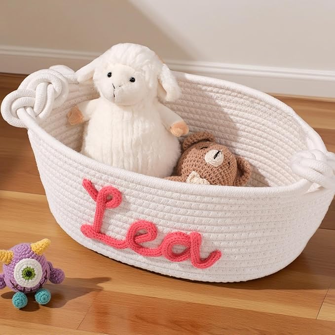 Personalized Handmade Baby Basket | Unique Keepsake Gift for Baby Showers & Easter | Toy & Clothing Storage