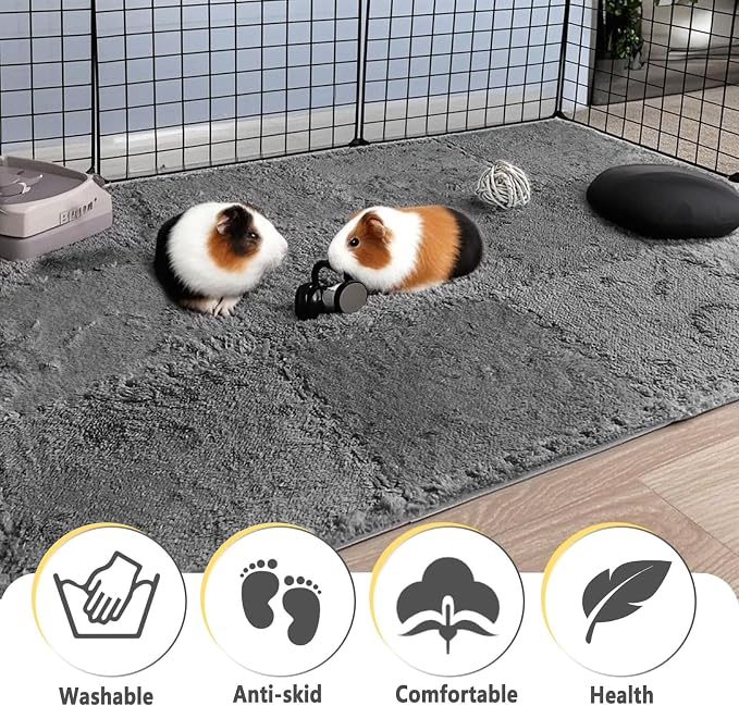 BNOSDM 12Pcs Guinea Pig Fleece Cage Liners Pads Bedding Mat,11.8",Gray | Washable Reusable Guinea Pig Plush Pads with Edging,Soft Warm Rabbit Sleeping Mats Blanket for Bunny Small Animals