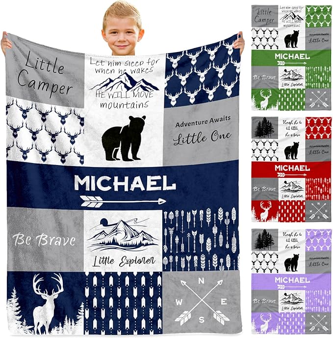 Custom Initial Baby Name Blanket - Personalized Throw Blanket for Babies Kids Adults