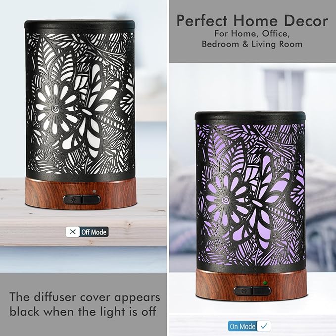 Essential Oil Diffuser Aromatherapy Diffuser - Metal Aroma Diffuser for Home 150ml Ultrasonic Cool Mist Diffuser with 7 Colors Light Waterless Auto-Off for Home Office Decor & Gift (Dragonfly)