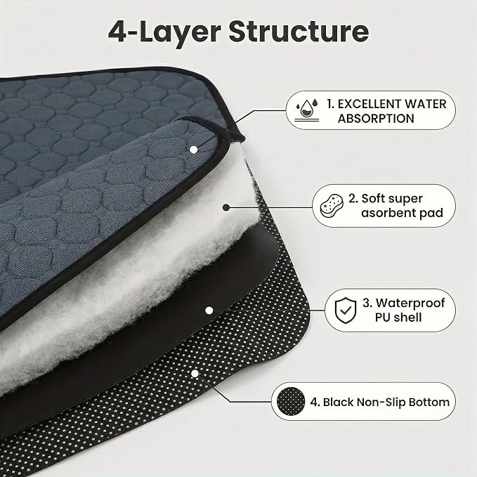 4 Pack Guinea Pig Cage Liners - Washable Guinea Pig Pee Pads, Waterproof Reusable & Anti Slip Guinea Pig Bedding Fast and Super Absorbent Pee Pad for Small Animals Rabbit Hamster Rat