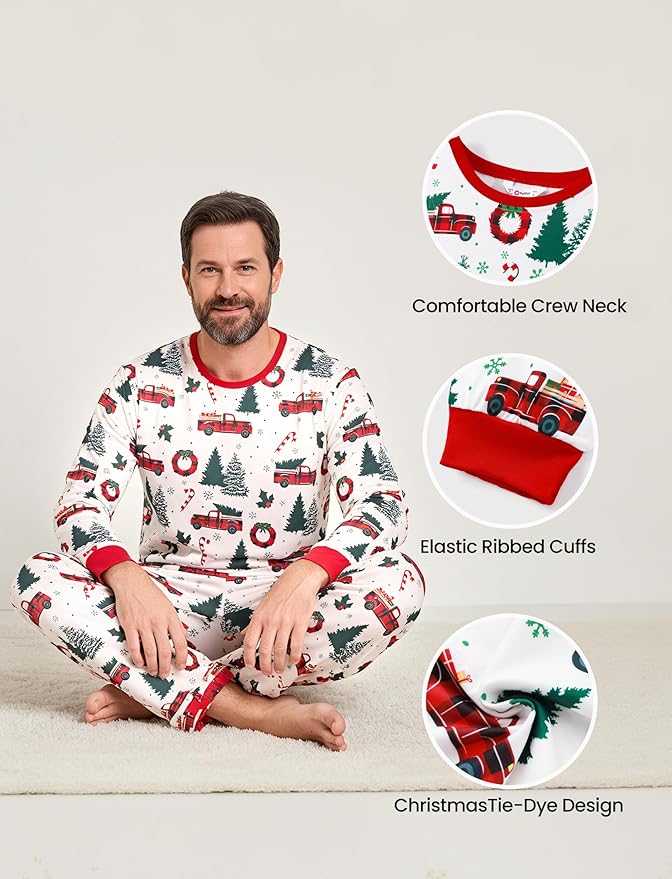 PATPAT Christmas Family Matching Pajama Sets Includes Christmas Socks - Perfect for Family Photos & Holiday Celebrations