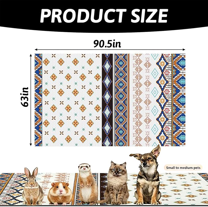 BNOSDM 91" X 63" Extra Large Bunny Cage Liner Washable Guinea Pig Mat Large Animals Mats Animal Pads for Floor Indoor Rabbit Carpet for Chinchillas Cats Ferrets Dogs（Light Brown）
