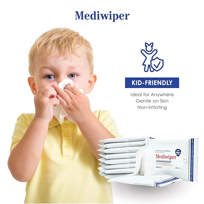 MEDIWIPER 10count Unscnted Alcohol-Free Hand Sanitizing Wipes, Antibacterial Wet Wipe, Hand Sanitizer (2000 Wipes (10 * 200))