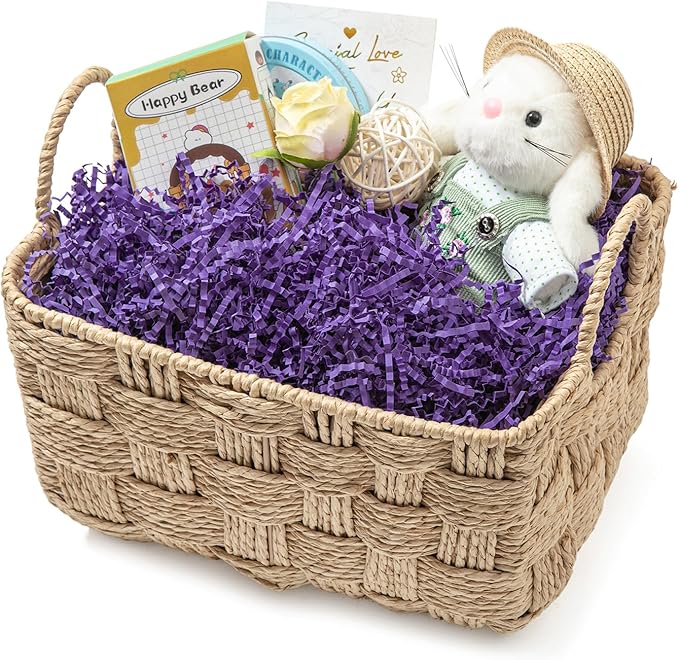 Mefleet 1/2 LB Crinkle Cut Paper Shred Filler 8 oz Purple Crinkle Shredded Paper for Gift Box - Gift Basket Bag Filler - Grass Cushion Stuffing for Easter, Mother's day, Holiday Packaging Wrapping