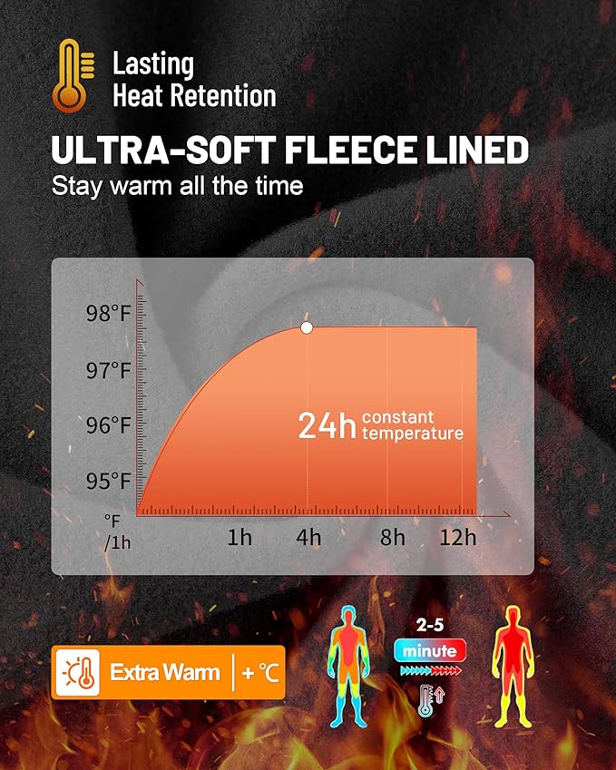 Moozava Mens Thermal Long Sleeve Shirt Fleece Lined Compression Base Layer Top Cold Weather Gear Hunting Athletic Undershirt