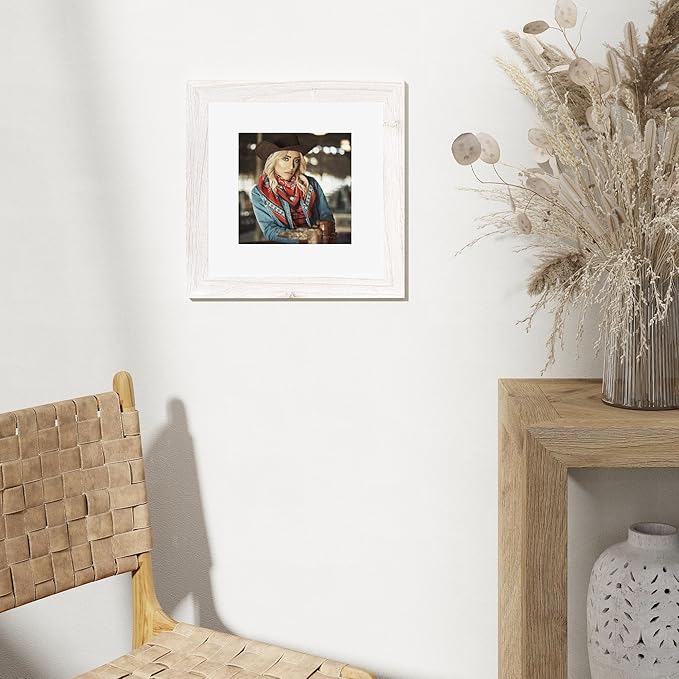 Fun Memories 12x12 Picture Frame, Square Photo Frame 12"x12" with Tempered Glass, 12 x 12 Frames with Mat for 8x8, Solid Elm Wood Photo Frame, 12x12 Rustic Picture Frame for Wall Decor, White, 1 Pack
