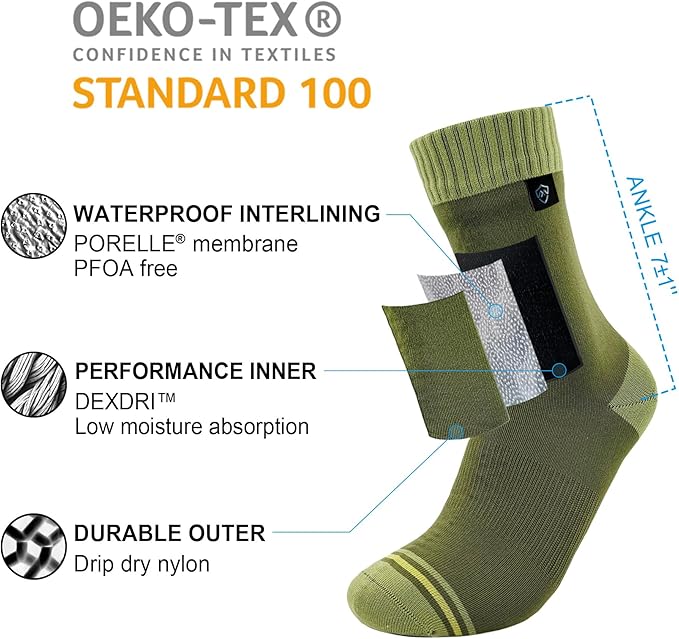 DexShell Waterproof Everyday Socks - Breathable Membrane, Quarter Crew Length for Walking, Commuting & All-Weather Comfort