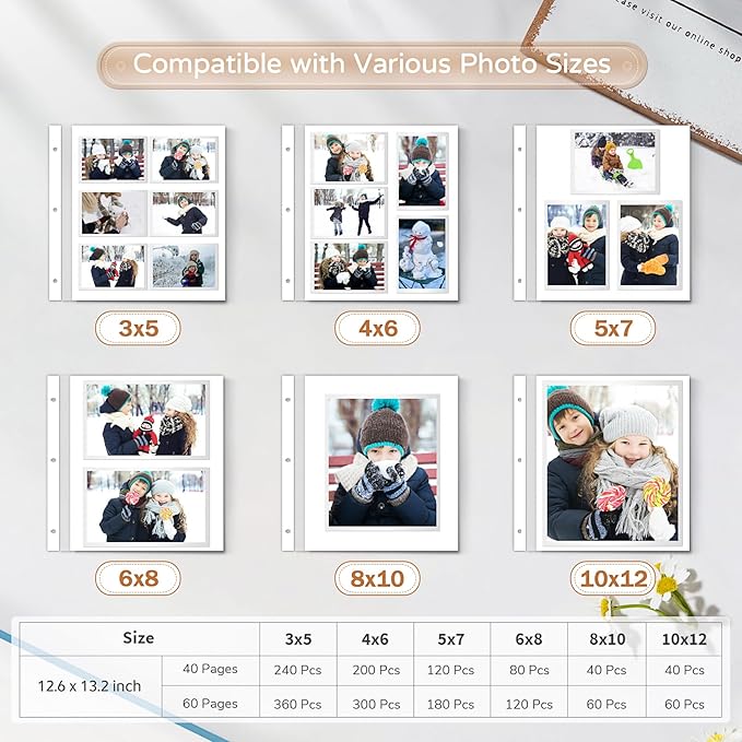 Popotop Large Photo Album Self Adhesive 4x6 5x7 8x10 Scrapbook Album DIY Picture Book,Gifts for Mom,Family Baby and Wedding,with Metal Pen and Plastic Board