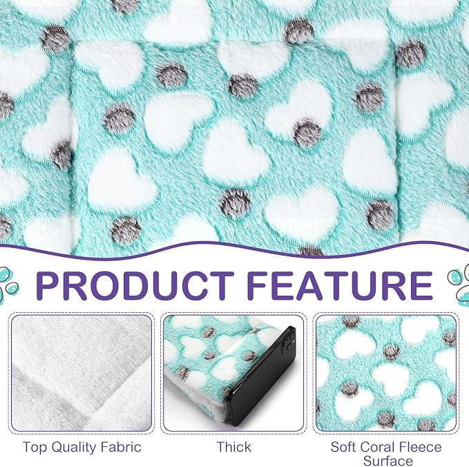 Haull 4 Pcs Waterproof Guinea Pig Bedding Soft Dog Cat Bed Crate Mat Small Animal Plush Cage Liners Rabbit Bunny Kennel Pad Reversible Cozy Pee Thickened Hamster Pad(Heart,13 x 18.5 Inch)