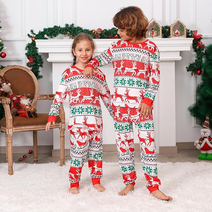 PYAEAS Matching Family Pajamas Sets Christmas PJ's Jammies Holiday Sleepwear Loungewear for Adult Women Men Xmas Outfits