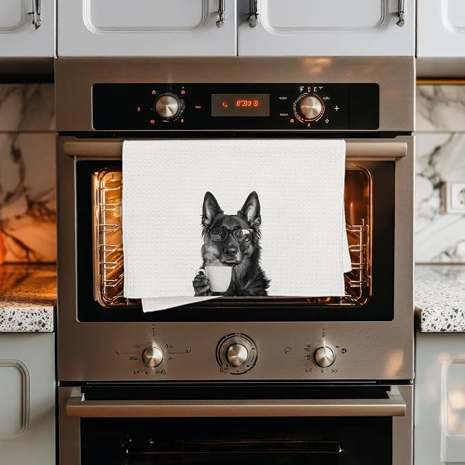 Funny German Shepherd Decor Coffee Kitchen Towels Gift, German Shepherd Dog Gifts, Coffee Gifts for Women, Dog Lover Gift Decorative Dish Hand Tea Towels for Kitchen Home Bar Decor, 16x24 Inch