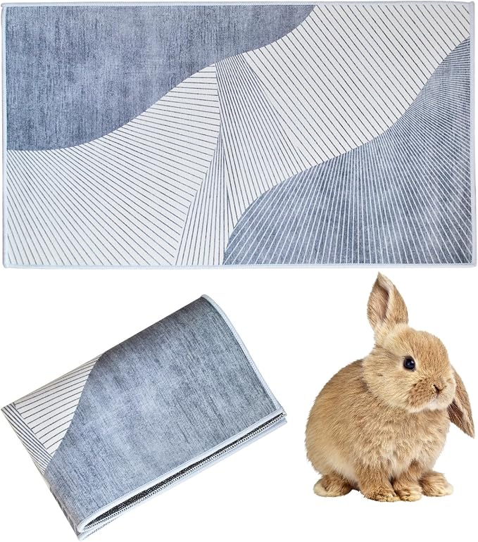 PINVNBY Washable Guinea Pig Cage Liner,31.5x19.69x0.16 Inches Rabbit Litter Box Mat Waterproof Bunny Rug Reusable Small Animal Cage Potty Liners with Anti Slip Bottom Pad for Chinchillas Hamster Rat
