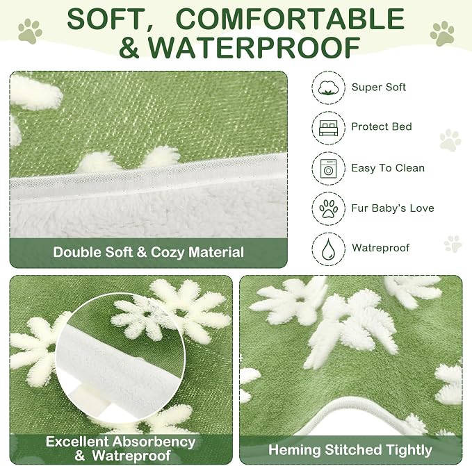 Reginary 4 Pcs Guinea Pig Fleece Blankets, White Flower, 24 x 16 Inch | Waterproof Washable Cage Liners, Absorbent Double Layer Bedding for Guinea Pigs, Reusable Pads for Hamsters Rabbits