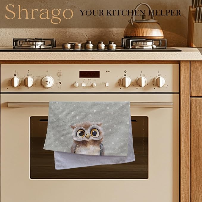 Cute Owl Bathroom Hand Towels, Kids Bathroom Decor, Gifts for Owl Lovers, Forest Animal Nursery Decorative Hand Towels for Kids Bath Room Washroom Toilet, 16x24 Inch