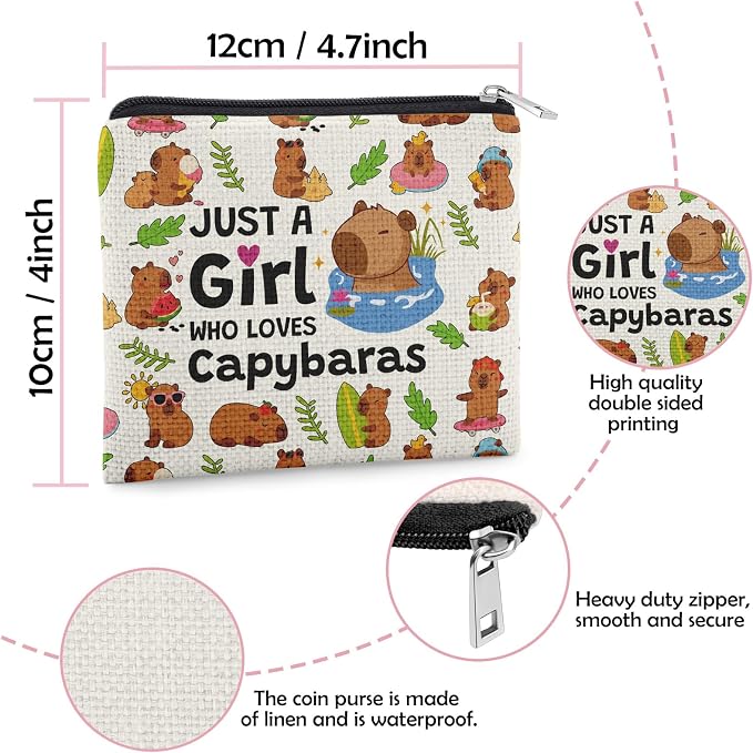 Capybara Lover Gift Coin Purse Capybara Gifts for Friend Bestie Sister Daughter Teens Animal Lover Gift Christmas Birthday Valentines Present for Capybaras Lovers Zipper Change Pouch
