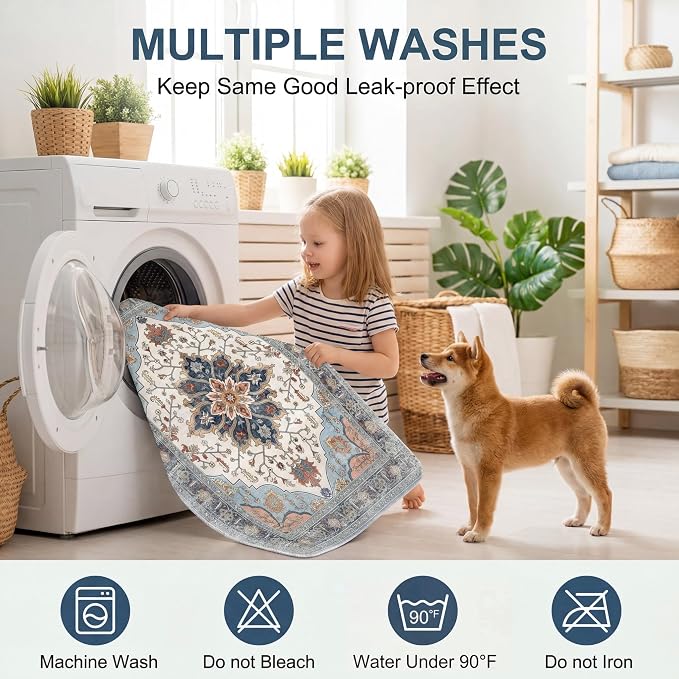 4PACK Washable Pee Pads for Dogs,Great Urine Absorbent Reusable Puppy Training Pads,Waterproof,Leak-Proof & Non-Slip Potty Pads for Whelping,Crate,Playpen,Bed.(Colorful Day,24"x36")