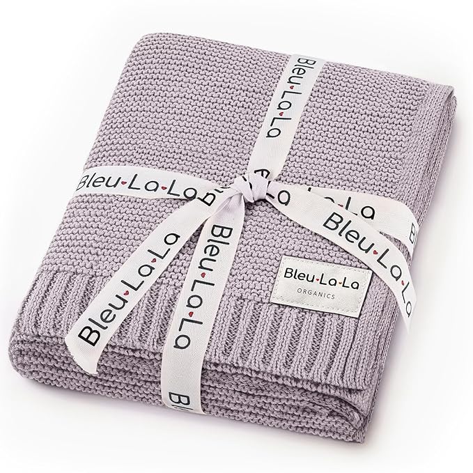 Heritage Knit Organic Swaddle Blanket for Girls - 100% Soft Luxury Cotton Knit Receving Swaddler - Warm Cozy Swaddling Blanket for Newborns Infants & Toddler (0-2Yrs - Dreamy Lilac)