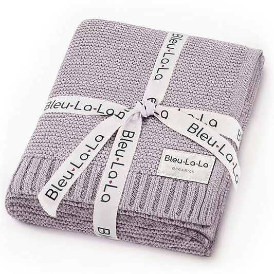 Heritage Knit Organic Swaddle Blanket for Girls - 100% Soft Luxury Cotton Knit Receving Swaddler - Warm Cozy Swaddling Blanket for Newborns Infants & Toddler (0-2Yrs - Dreamy Lilac)
