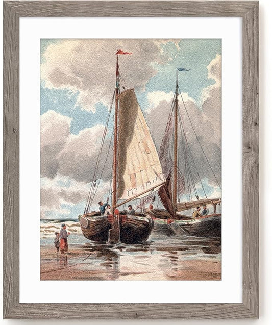 22x28 Picture Frame, Solid Elm Wood Picture Frame with Real Glass, Large Rustic Poster Frame 22"x28", matted to 18x24, 22 by 28 Wooden Frame for Vertical & Horizontal Wall Hanging, Grey, 1 Pack