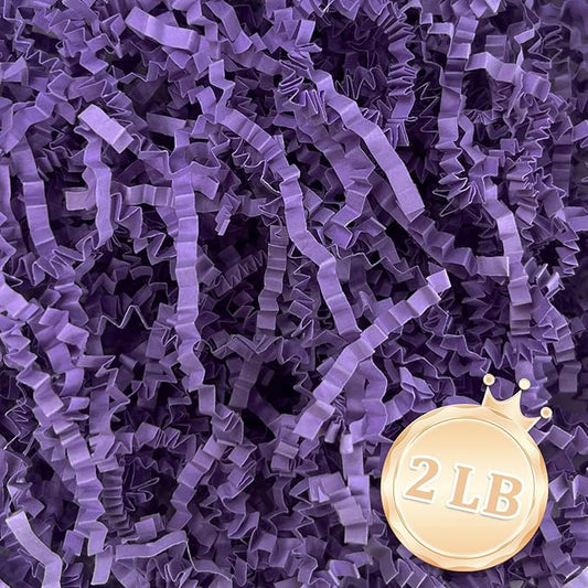 2 LB Purple Crinkle Cut Paper Shred Filler Great for Gift Wrapping, Purple Basket Fillers, Birthday, Gift Wrapping, Anniversary, Halloween Thanksgiving Christmas Party Decor Filling Supplies