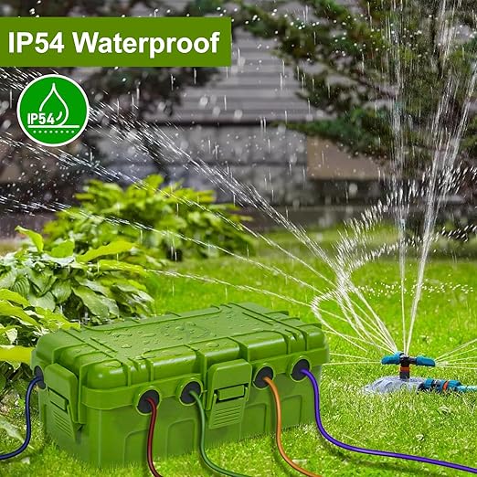 Medium Outdoor Electrical Box (11.6x5.2x4.1 inch), IP54 Waterproof Extension Cord Cover w/ 6 Cable Entry, Weatherproof Connection Box for Power Strip, Plug, Timer, Holiday Lights, Green