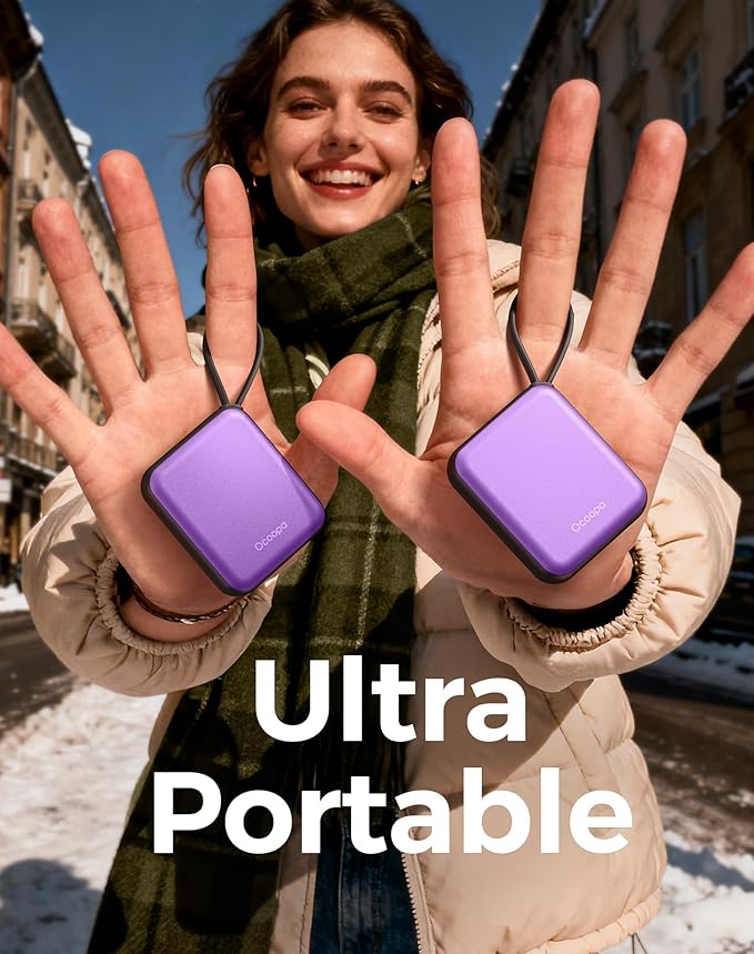 OCOOPA Hand Warmers Rechargeable, Smart Temp Control,100℉ -126℉, UL Safe, 7H*2 Long Battery, Small Palm-Sized Slim Fits Gloves, Purse, Camping, Travel, Cold Hands Gifts Women,UT5 Nano