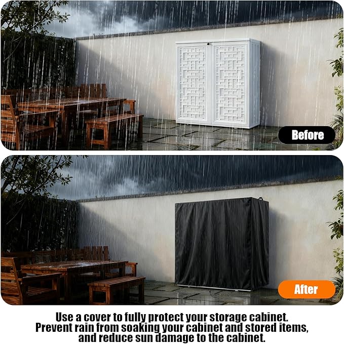 Kasla Storage Cabinet Cover, Outdoor Chest Storage Waterproof Cover, Weatherproof Cabinets Covers for Kitchen Patio Garden Backyard - 79"Lx50"Wx74"H