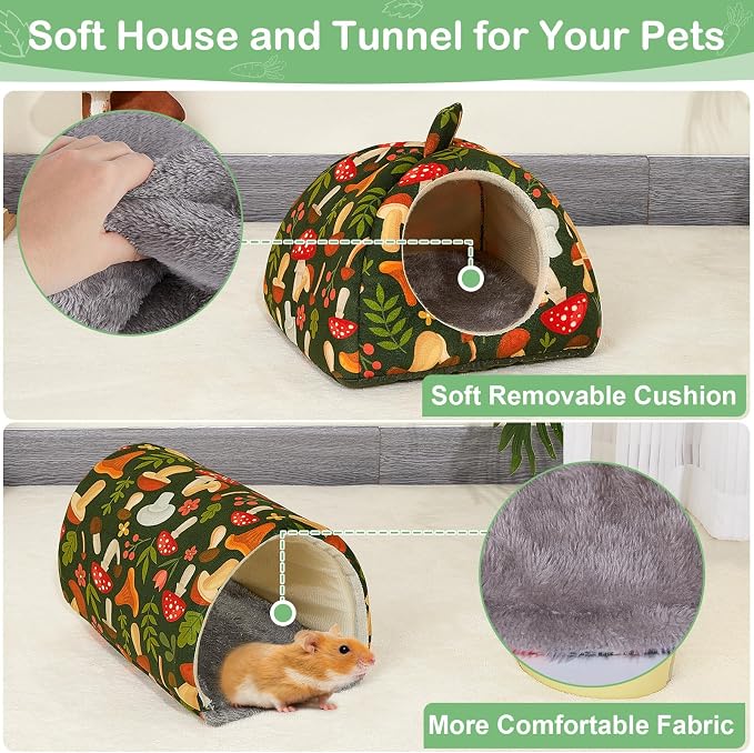 Bienbee Guinea Pig Hideout, 2 Piece Washable Set for Small Animals Small | Guinea Pig Bed With Soft Plush, Resilient Padding, and Easy Machine Washing for Resting Hiding and Tunnel Playing