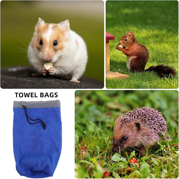 Fast Drying Pet Bathrobe Towel for Small Pets Soft Plush Absorbent Towel with Drawstring Comfortable for Ferrets and Guinea Pigs