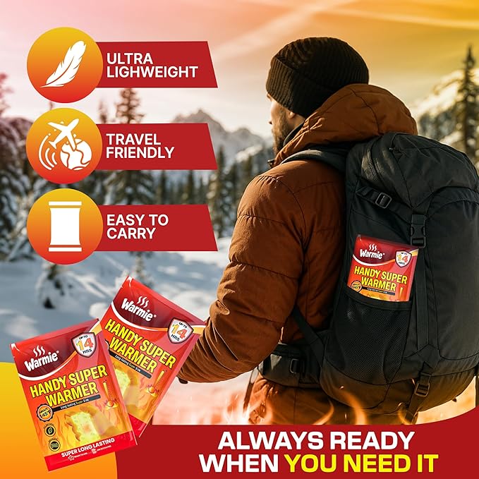 Warmie Super Warmer for Hand and Body | All Natural & Safe, Easy & Comfort, Instant & Quick Heat | Air Activated, Last-Longer, Bigger Size | Steady Heating for Cold Temperature, Odorless 20 Packs