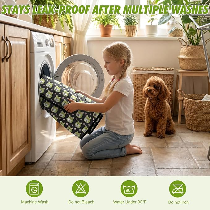 2PCS Reusable Guinea Pig Cage Liners,24"x60"Washable Fast Absorbent Odor Resistant Anti-Slip Training Pee Pads, Funny Frog Pattern,Options for Guinea Pigs, Rabbits, Hamsters, Rats, Chinchillas