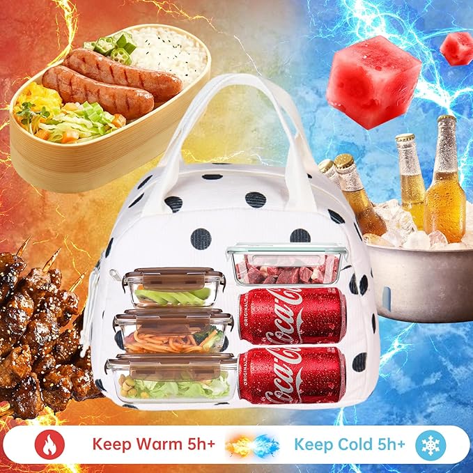 Lunch Bag for Women Men Girl,Large Cute Corduroy Lunch Tote Bags - Reusable Insulated Lunch Box for women with Handle, Leakproof WaterProof Design for Office, School, Work,Picnic.