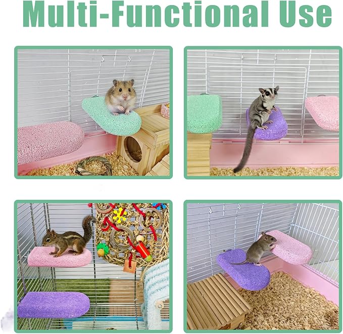 3 Pack Hamster Rat Lava Ledge Platform Teeth Grinding Chewing Toy (L) | Chinchillas Pumice Teeth Grinding Block Perch Stand Jumping Platform Small Animals Cage Accessories for Gerbil Mouse Bird