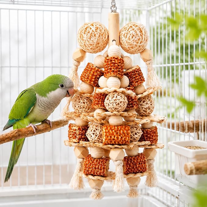 Bird Toys Natural Corn Cob Loofah Chew Toys for Small Medium Parrots | Bird Chew Toys,Cage Accessories,Natural Corn Cob Loofah Slices,for Cockatiels Lovebirds Small&Medium Parrots,Keep Bird Active